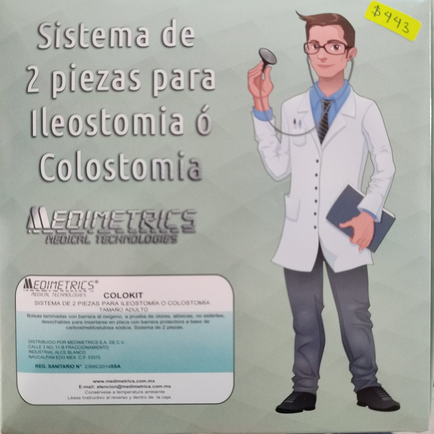 Sistema de 2 piezas para ilestomia ó colostomia Mca. Medimetrics