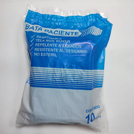 Batas para paciente c/10 pzas. Color azul. 35 grs Mca. Promese